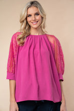 Load image into Gallery viewer, White Birch Round Neck Lace Half Sleeve Blouse