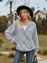 Load image into Gallery viewer, Zip Up Drawstring Long Sleeve Hooded Jacket