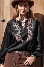 Load image into Gallery viewer, Notched Neck Long Sleeve Blouse