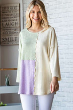 Load image into Gallery viewer, Culture Code Color Block Round Neck Dropped Shoulder Blouse