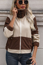 Load image into Gallery viewer, Color Block Zip Up Pocketed Jacket