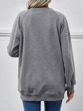 Load image into Gallery viewer, Round Neck Drop Shoulder Long Sleeve Sweatshirt