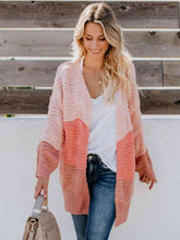 Load image into Gallery viewer, Color Block  Openwork Open Front Cardigan