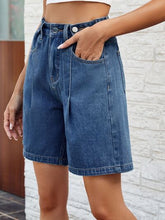 Load image into Gallery viewer, High Waist Denim Shorts with Pockets