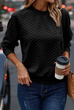 Load image into Gallery viewer, Texture Round Neck Long Sleeve Sweatshirt