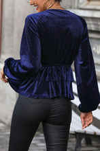 Load image into Gallery viewer, Twisted Layered Plunge Raglan Sleeve Blouse