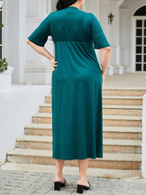 Load image into Gallery viewer, Plus Size Slit Surplice Short Sleeve Midi Dress