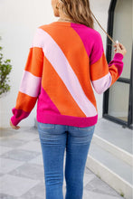 Load image into Gallery viewer, Color Block Ribbed Round Neck Sweater