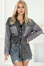 Load image into Gallery viewer, Steal the Spotlight Sequin Button Up Collared Neck Shirt
