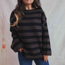 Load image into Gallery viewer, Striped Round Neck Long Sleeve Sweater