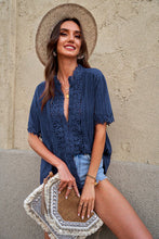 Load image into Gallery viewer, Lace Detail Button Up Short Sleeve Shirt