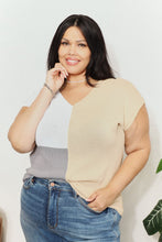 Load image into Gallery viewer, Double Take Color Block V-Neck Knit Top