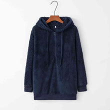 Load image into Gallery viewer, Quarter-Zip Drawstring Teddy Hoodie
