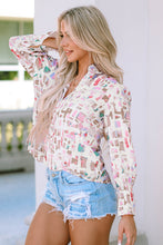 Load image into Gallery viewer, Printed Collared Neck Long Sleeve Shirt