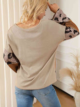 Load image into Gallery viewer, Color Block Leopard V-Neck Blouse