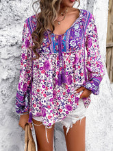 Load image into Gallery viewer, Printed Tie Neck Long Sleeve Blouse