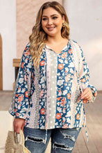 Load image into Gallery viewer, Plus Size Floral Tie Neck Blouse