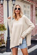 Load image into Gallery viewer, V-Neck Slit Exposed Seam Sweater