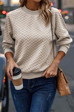 Load image into Gallery viewer, Texture Round Neck Long Sleeve Sweatshirt
