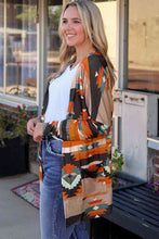 Load image into Gallery viewer, Geometric Open Front Long Sleeve Cardigan with Pockets