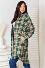 Load image into Gallery viewer, Double Take Plaid Collared Neck Long Sleeve Shirt