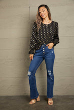Load image into Gallery viewer, Double Take Printed Round Neck Flounce Sleeve Blouse