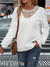 Load image into Gallery viewer, Lace Detail Round Neck Long Sleeve Top