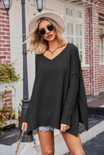 Load image into Gallery viewer, V-Neck Slit Exposed Seam Sweater