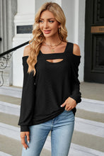 Load image into Gallery viewer, Cold Shoulder Square Neck Cutout Blouse