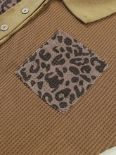 Load image into Gallery viewer, Half Button Leopard Collared Neck Blouse
