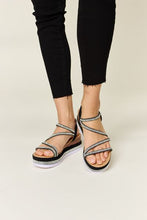 Load image into Gallery viewer, Forever Link Rhinestone Strappy Wedge Sandals