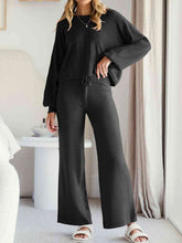 Load image into Gallery viewer, Long Sleeve Lounge Top and Drawstring Pants Set