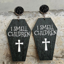 Load image into Gallery viewer, Coffin Shape Wooden Dangle Earrings