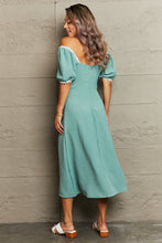 Load image into Gallery viewer, Swiss Dot Slit Off-Shoulder Dress
