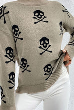 Load image into Gallery viewer, Printed Mock Neck Dropped Shoulder Sweater