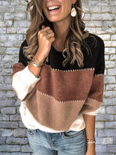 Load image into Gallery viewer, Color Block Round Neck Sweater