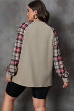 Load image into Gallery viewer, Plus Size Plaid Round Neck Long Sleeve Sweatshirt