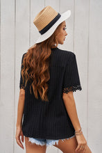 Load image into Gallery viewer, Lace Detail Button Up Short Sleeve Shirt