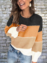 Load image into Gallery viewer, Color Block Round Neck Sweater