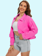 Load image into Gallery viewer, Distressed Distressed Button Up Denim Jacket