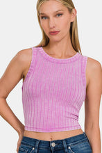 Load image into Gallery viewer, Zenana Ribbed Round Neck Cropped Tank