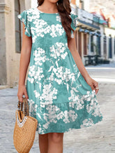 Load image into Gallery viewer, Printed Round Neck Tiered Dress