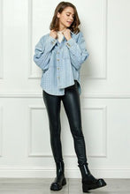 Load image into Gallery viewer, Veveret Button Up Dropped Shoulder Denim Top
