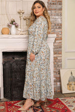 Load image into Gallery viewer, Plus Size Printed Balloon Sleeve Ruffle Hem Dress