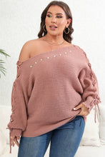 Load image into Gallery viewer, Plus Size One Shoulder Beaded Sweater
