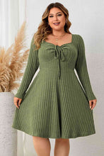 Load image into Gallery viewer, Plus Size Sweetheart Neck Long Sleeve Ribbed Dress