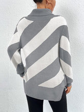 Load image into Gallery viewer, Striped Turtleneck Dropped Shoulder Sweater