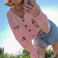 Load image into Gallery viewer, Cherry Button Down Cardigan