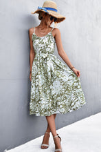 Load image into Gallery viewer, Floral Frill Trim Scoop Neck Spaghetti Strap Dress