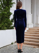 Load image into Gallery viewer, Ruched Slit Surplice Wrap Dress